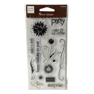 Heidi Grace Poly Clear Stamps Set of 16  Happy Birthday Party Cake & Ice Cream
